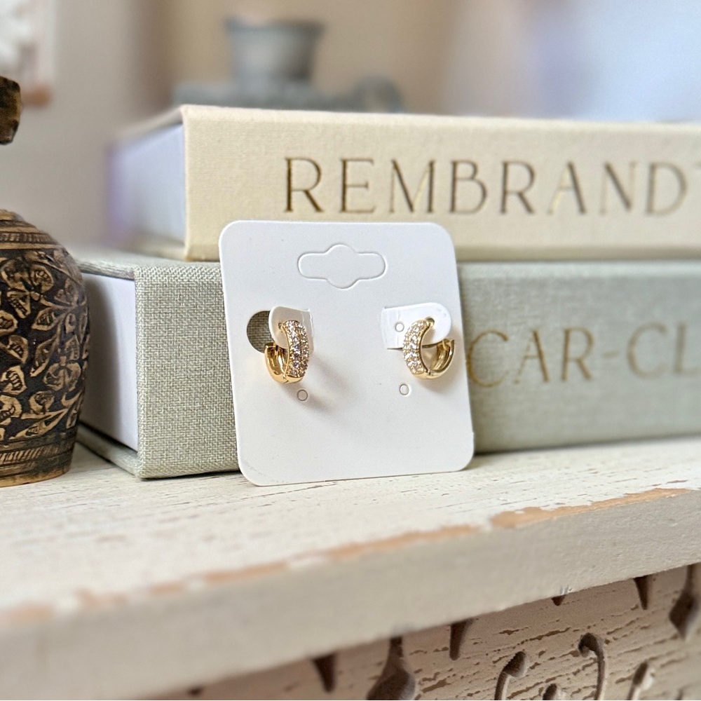 Ettika Chunky Paved Huggie Earrings